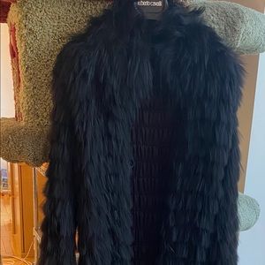 Full length Galliano knitted rabbit fur coat